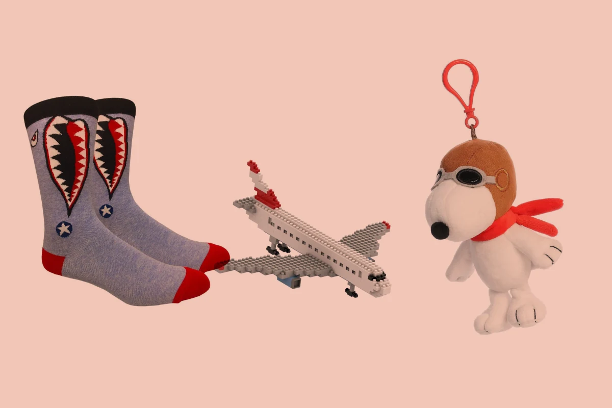 P-40 Warhawk Crew Socks, Brixies Commercial Airliner, Flying Ace Snoopy Clip-On