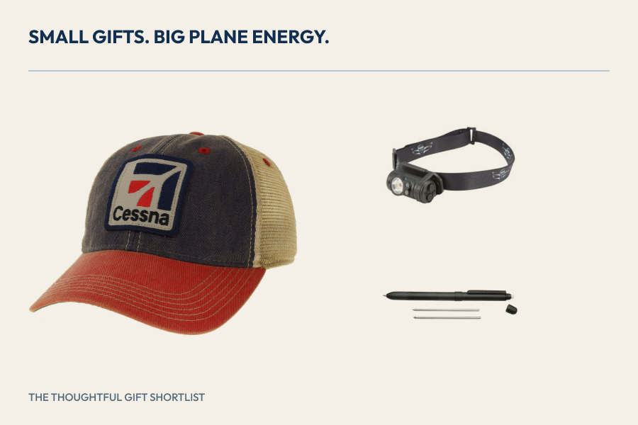Cessna cap, aviation light and multifunction pen