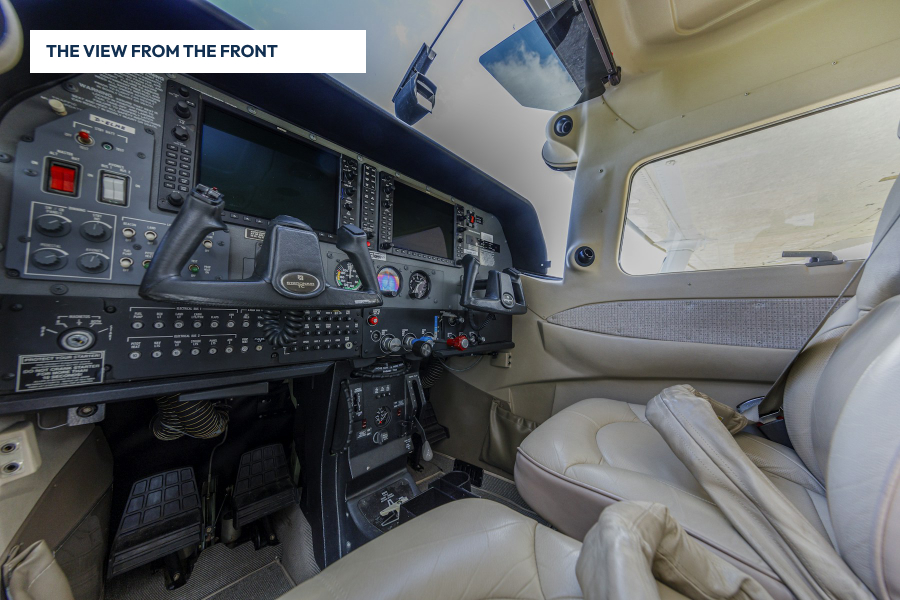 Instrument panel and controls inside a real Cessna cockpit