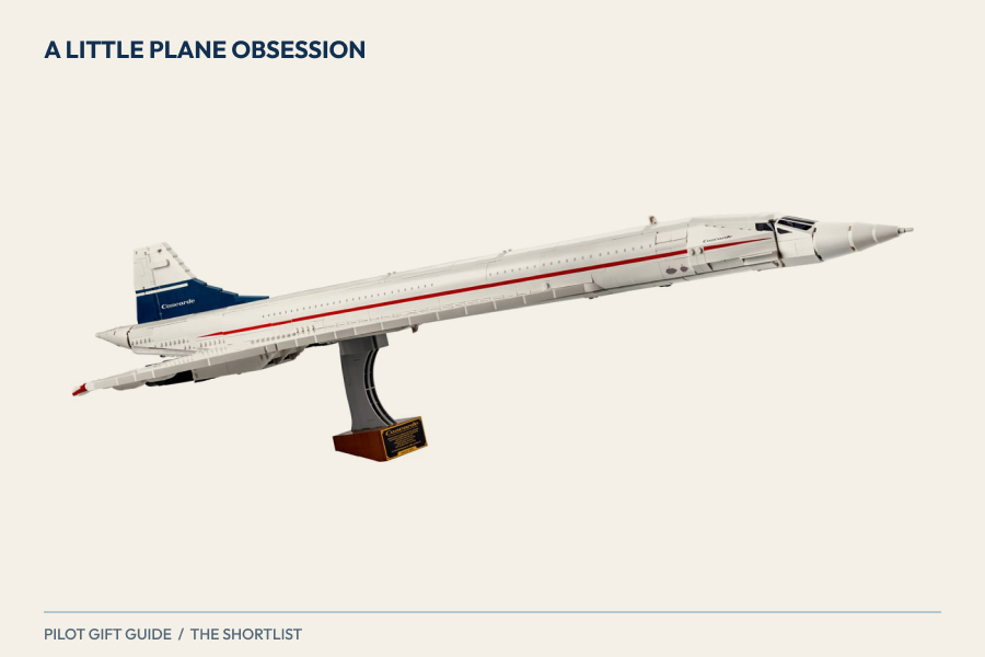 LEGO Icons Concorde display model on a warm cream background