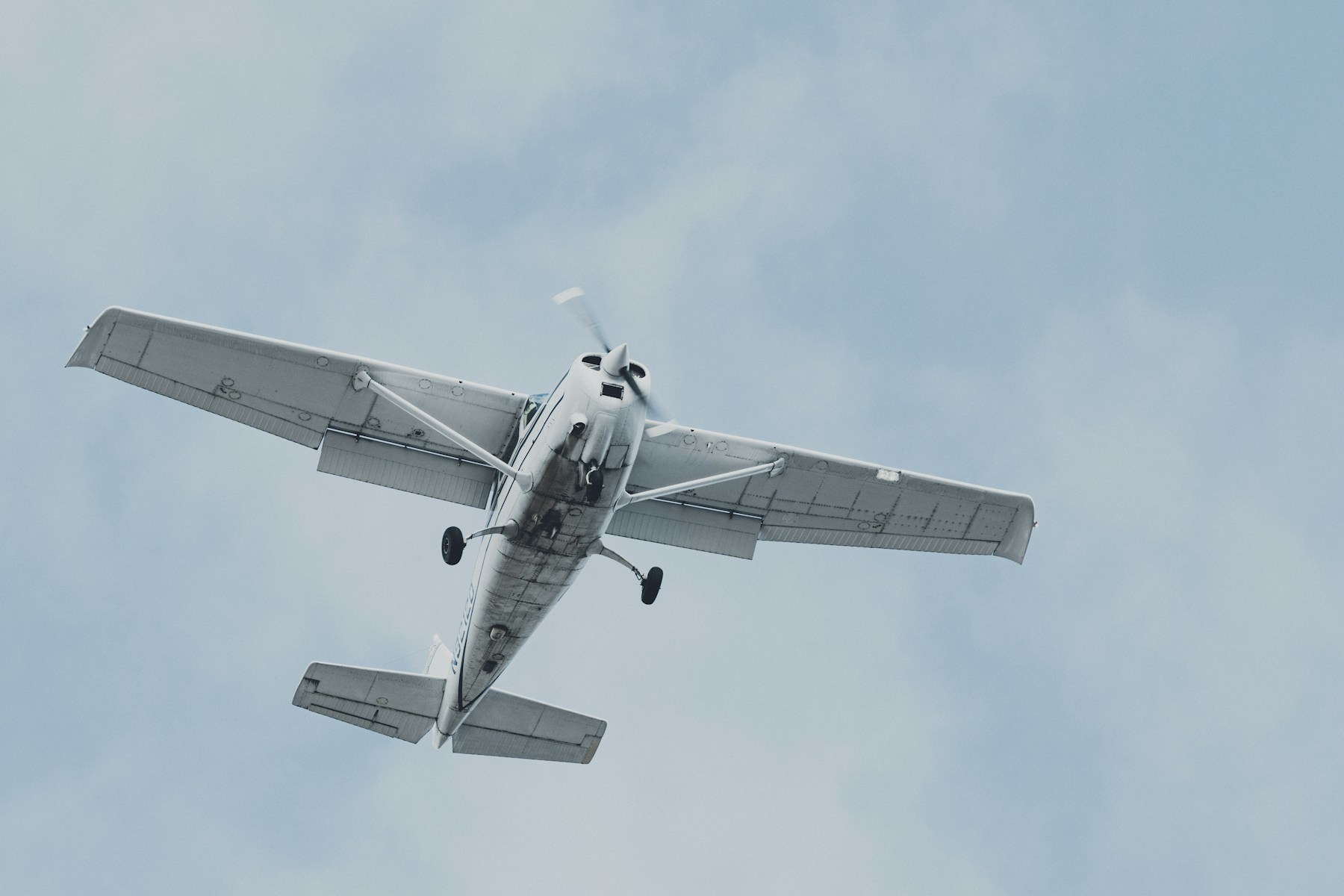 A Cessna flying overhead